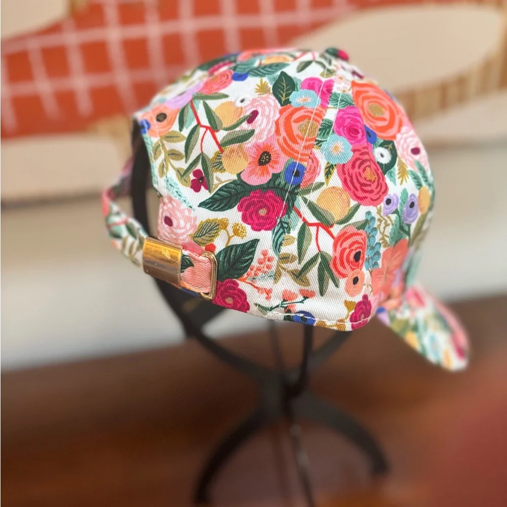Floral Cotton Baseball Cap Garden Cottagecore Adjustable Hat OS - Picture 4 of 7